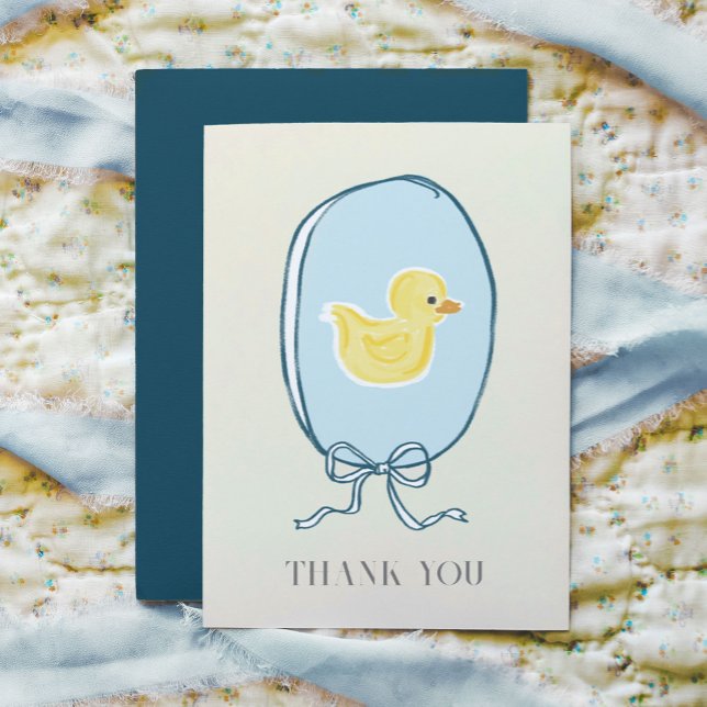 Tarjeta De Agradecimiento Elegante Baby Shower Rubber Ducky doblado (Elegant meets cute rubber ducky Baby Shower Thank You note folded greeting cards.)