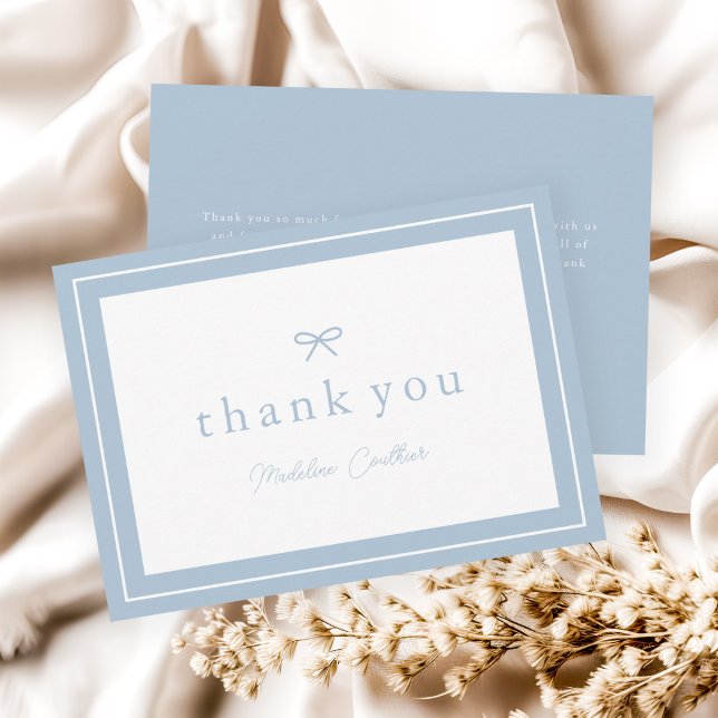 Tarjeta De Agradecimiento Elegante Baby Shower simple y turbio de los niños  (Simple boy dusty blue boys baby shower thank you cards.)