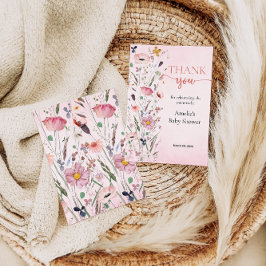 Tarjeta De Agradecimiento Elegante Baby Shower Wildflower