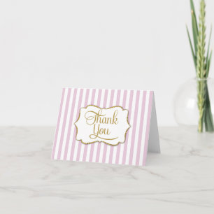 Tarjeta De Agradecimiento Elegante Banda De Oro Rosa Gracias