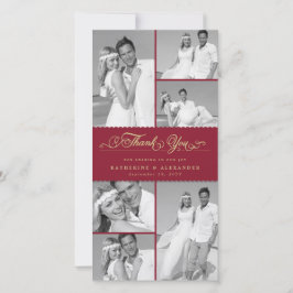 Tarjeta De Agradecimiento Elegante Banda de vieiras de Borgoña 6 Boda de Mod