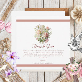 Tarjeta De Agradecimiento Elegante Baptismo de la Cruz Floral