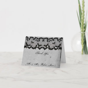 Tarjeta De Agradecimiento Elegante Bat Gótico Lace Posh Boda Gracias