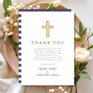 Tarjeta De Agradecimiento Elegante bautismo de travesía azul de la Marina