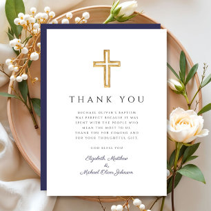 Tarjeta De Agradecimiento Elegante bautismo de travesía azul de la Marina