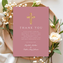 Tarjeta De Agradecimiento Elegante bautismo religioso de cruces Chicas