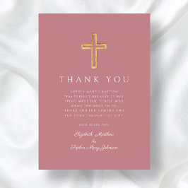 Tarjeta De Agradecimiento Elegante bautismo religioso de cruces Chicas