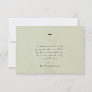 Tarjeta De Agradecimiento Elegante Bautizo Católico Romano Chic