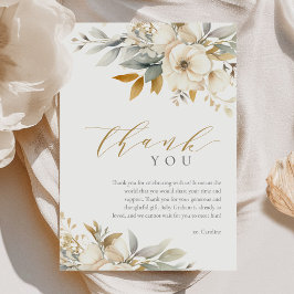 Tarjeta De Agradecimiento Elegante Bebé Neutral En Bloom Baby Shower