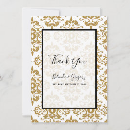 Tarjeta De Agradecimiento Elegante Black Gold Vintage Wedding Gracias Tarjet