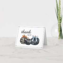 Tarjeta De Agradecimiento Elegante Black Watercolor Pumpkins Baby Shower
