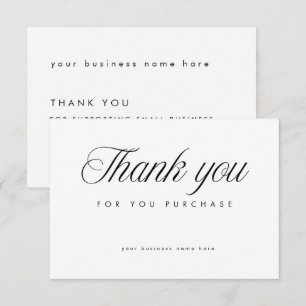 Tarjeta de agradecimiento elegante blanca para peq