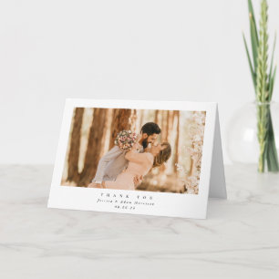 Tarjeta De Agradecimiento Elegante blanco Boda de foto simple