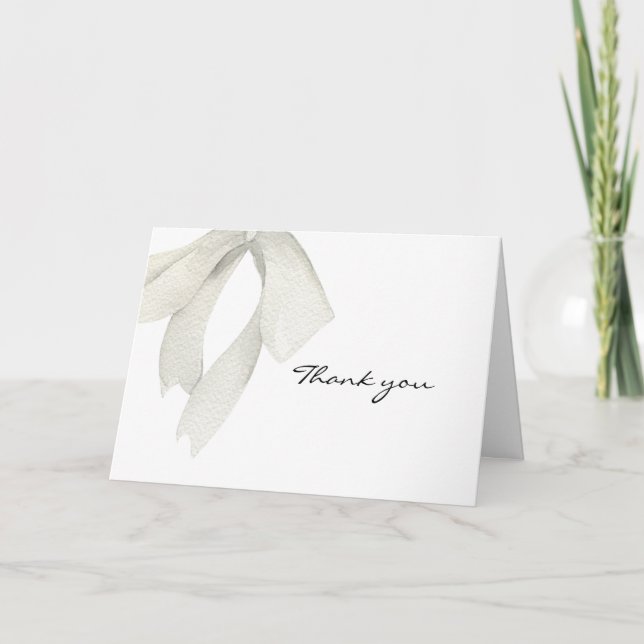 Tarjeta De Agradecimiento Elegante blanco moderno se está atando el nudo (Anverso)