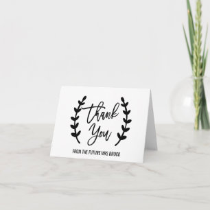 Tarjeta De Agradecimiento Elegante Blanco Negro Gracias Desde el Futuro Sra