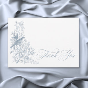 Tarjeta De Agradecimiento Elegante Blue Chinoiserie Naturaleza Aves Baby Sho