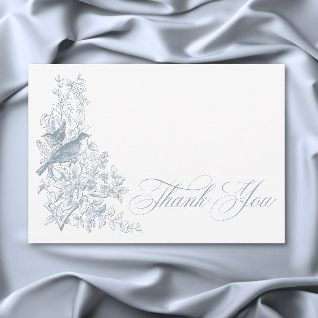 Tarjeta De Agradecimiento Elegante Blue Chinoiserie Naturaleza Aves Baby Sho (Elegant Blue Chinoiserie Nature Birds Baby Shower Thank You Card)