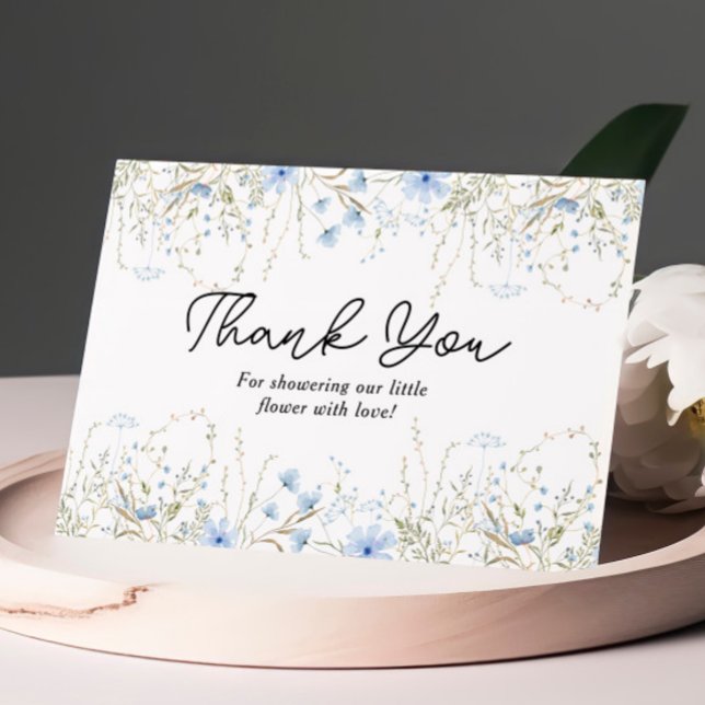 Tarjeta De Agradecimiento Elegante Blue Cornflower Wildflower Baby Shower (Subido por el creador)