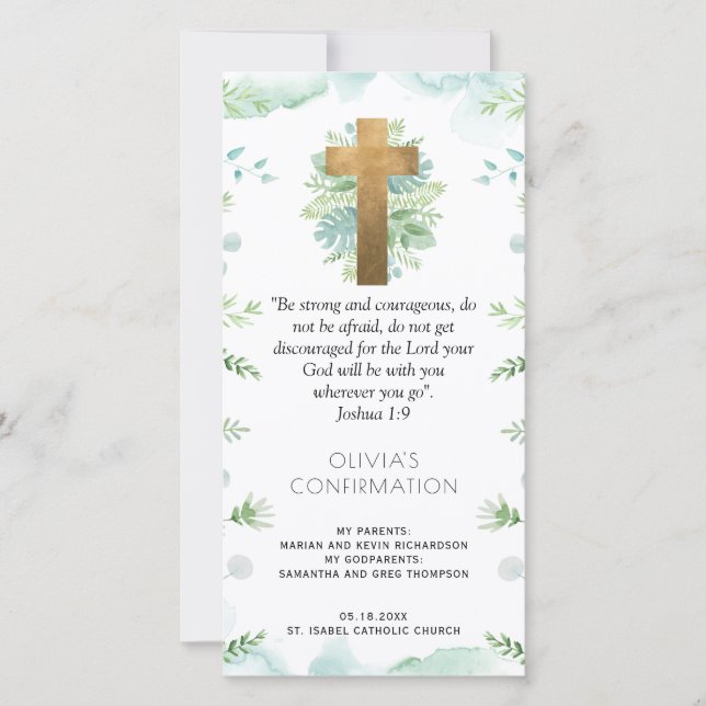 Tarjeta De Agradecimiento Elegante Blue Greenery Confirmation Bookmark Favor (Anverso)