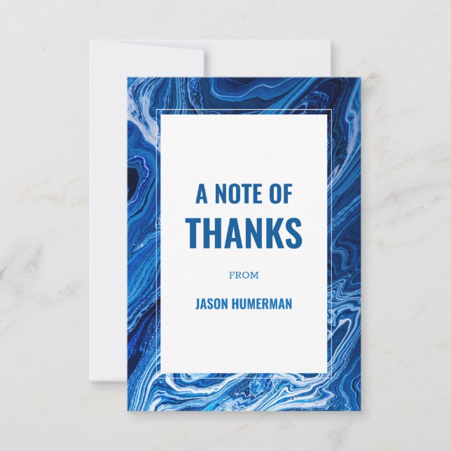 Tarjeta De Agradecimiento Elegante Blue Ocean Waves Bar Mitzvah (Anverso)