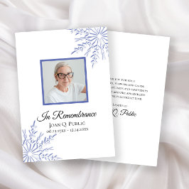 Tarjeta De Agradecimiento Elegante Blue Winter Snowflake Funeral