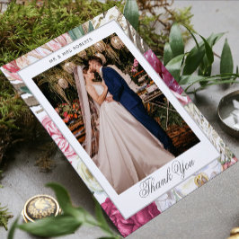 Tarjeta De Agradecimiento Elegante Boda acuático Boho Floral