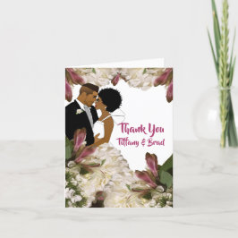 Tarjeta De Agradecimiento Elegante Boda afroamericano floral gracias