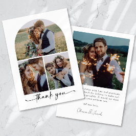 Tarjeta De Agradecimiento Elegante Boda Arch Multi Collage de fotos