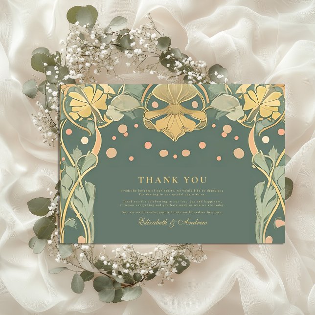 Tarjeta De Agradecimiento Elegante Boda Art Nouveau (Subido por el creador)