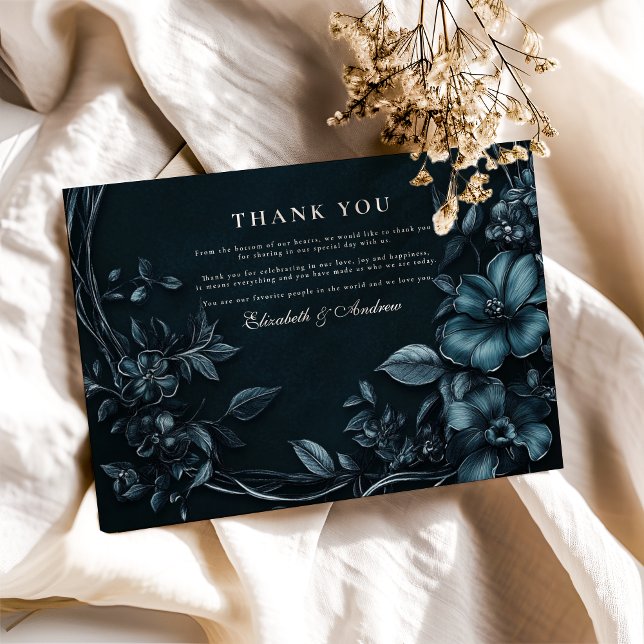 Tarjeta De Agradecimiento Elegante Boda Art Nouveau Floral Halloween (Subido por el creador)