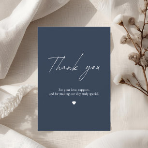 Tarjeta De Agradecimiento Elegante Boda Azul de la Marina Gracias