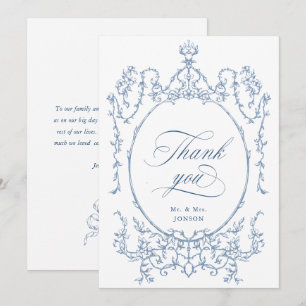 Tarjeta De Agradecimiento Elegante Boda azul turbio y bucólico de origen vic