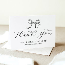 Tarjeta De Agradecimiento Elegante Boda Black Bow