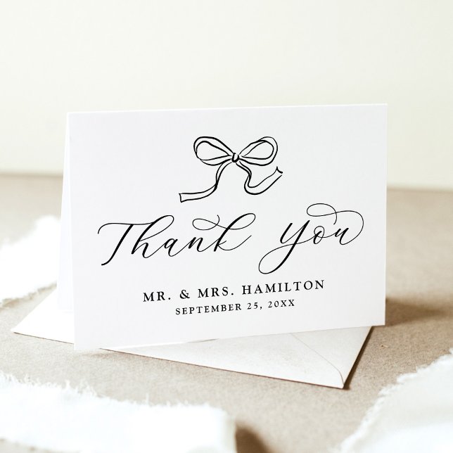 Tarjeta De Agradecimiento Elegante Boda Black Bow (Subido por el creador)