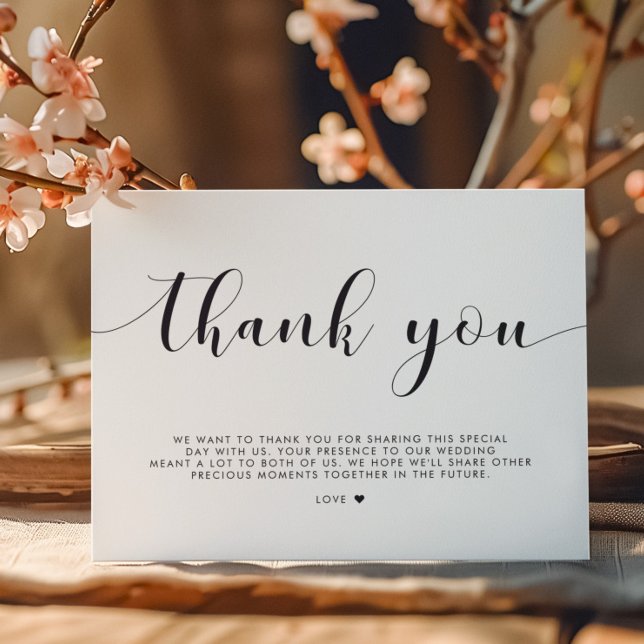 Tarjeta De Agradecimiento Elegante Boda blanco y negro (Subido por el creador)