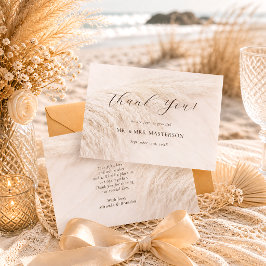 Tarjeta De Agradecimiento Elegante Boda Boho de Hierba de Pampas
