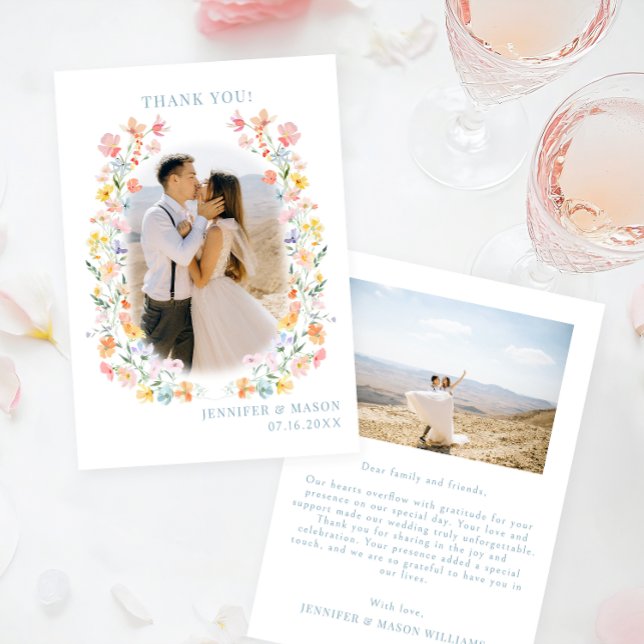 Tarjeta De Agradecimiento Elegante Boda Boho Pastel Floral Wreath (Subido por el creador)