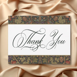 Tarjeta De Agradecimiento Elegante Boda Botánica de Otoño Vintage