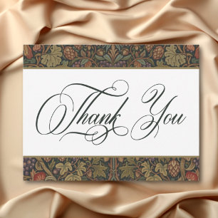 Tarjeta De Agradecimiento Elegante Boda Botánica de Otoño Vintage