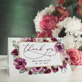 Tarjeta De Agradecimiento Elegante Boda Botánica de Plomo Floral