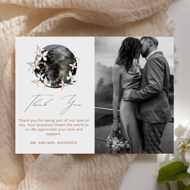 Tarjeta De Agradecimiento Elegante Boda Botánico Celestial de la Luna Gracia (Subido por el creador)
