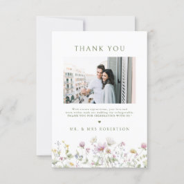 Tarjeta De Agradecimiento Elegante Boda Botánico de Flor Silvestre Soft Past