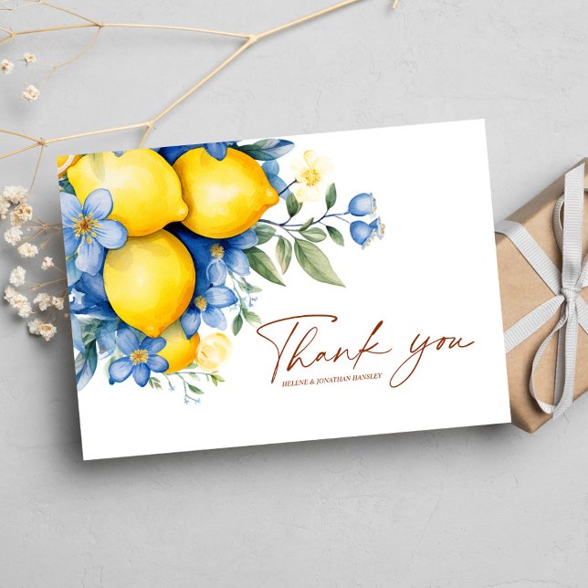 Tarjeta De Agradecimiento Elegante Boda botánico moderno floral (Elegant Floral Botanical Modern Wedding Thank You Card)
