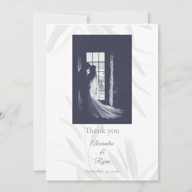 Tarjeta De Agradecimiento Elegante Boda Botánico Sage Green (Anverso)
