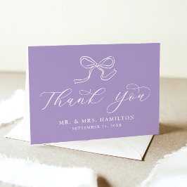 Tarjeta De Agradecimiento Elegante Boda Bow Lavender