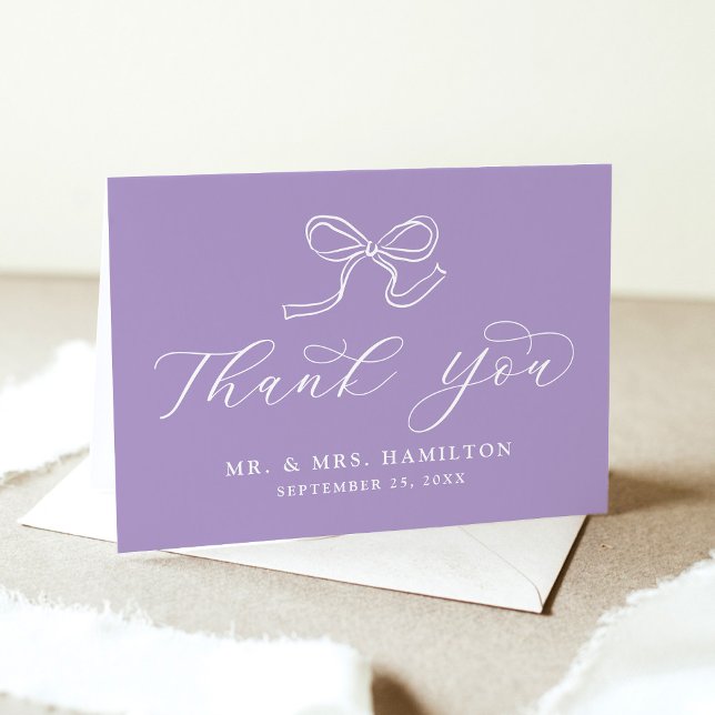 Tarjeta De Agradecimiento Elegante Boda Bow Lavender (Subido por el creador)