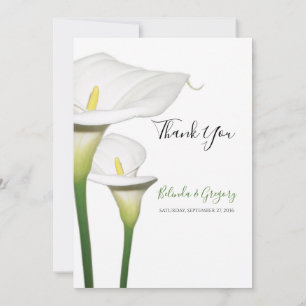 Tarjeta De Agradecimiento Elegante Boda Calla Lilies Blanco