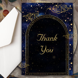 Tarjeta De Agradecimiento Elegante boda celeste místico