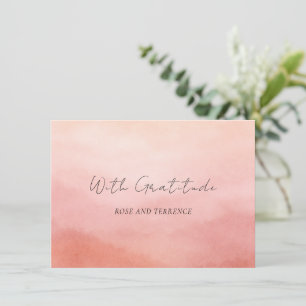 Tarjeta De Agradecimiento Elegante Boda Chic Costera de Coral Moderna