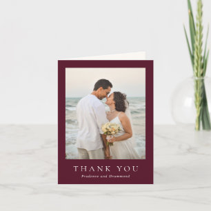 Tarjeta De Agradecimiento Elegante Boda Clásica de Borgoña Profundo